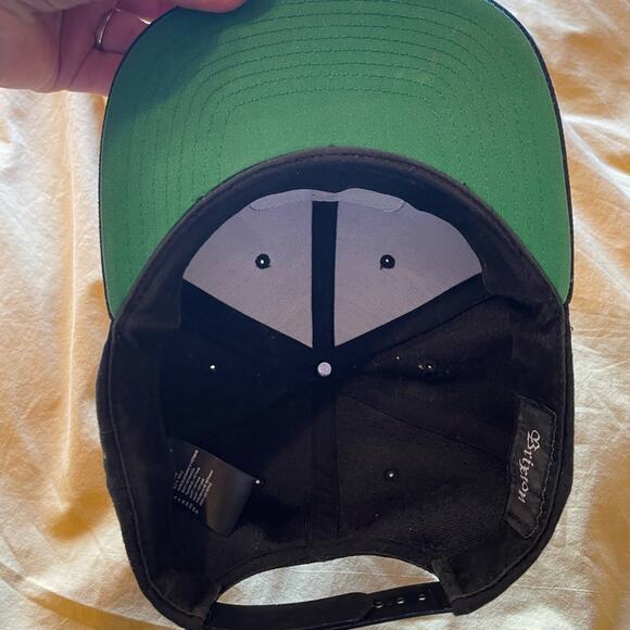 Brixton MFG Company Black Snap Back Cap W/ Green Bill Street Skater Style OS - Picture 5 of 12